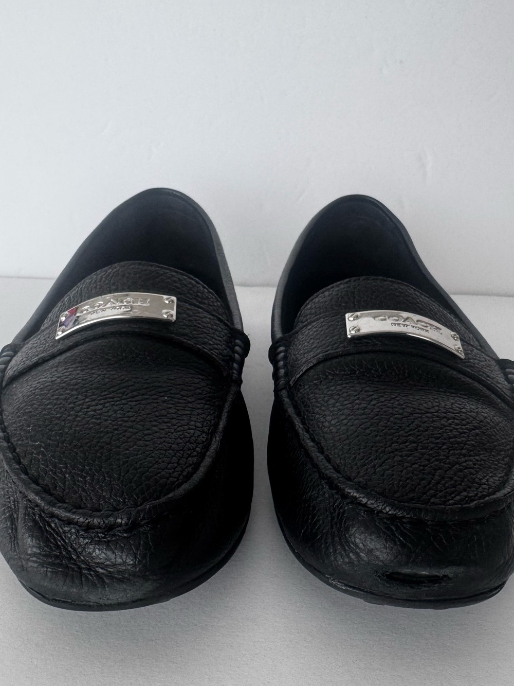 Coach New York Women’s Black Pebbled Leather Driving Loafers Slip On Size 10